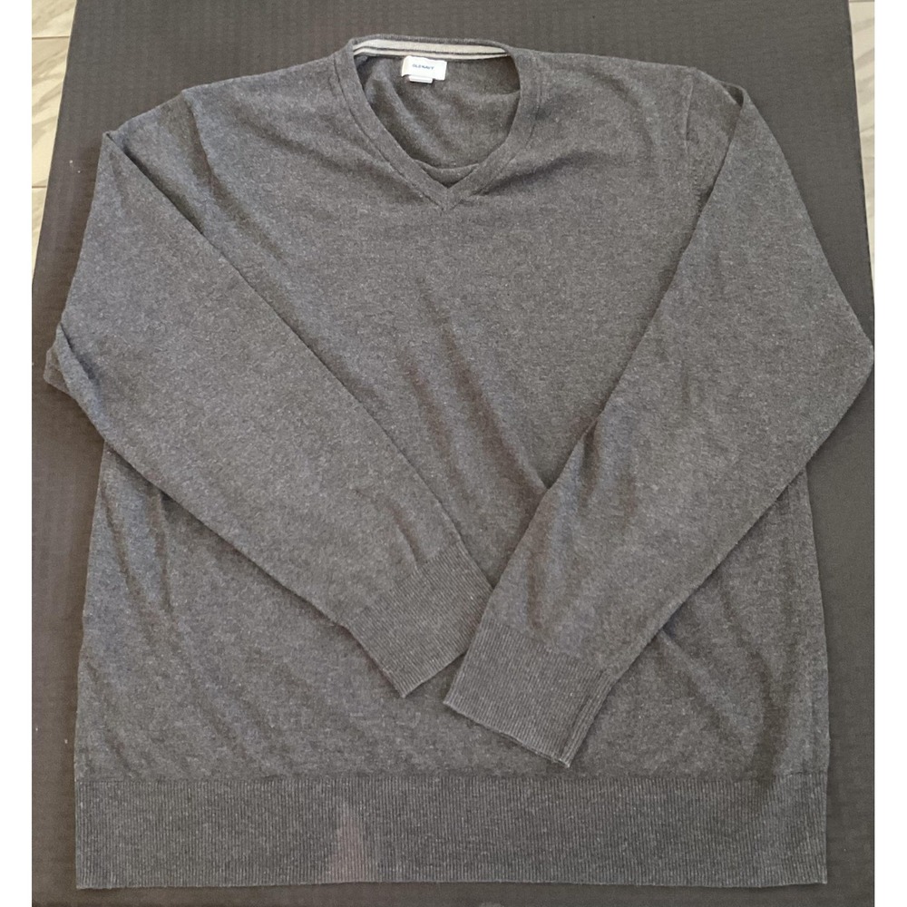Old Navy Sweater Mens 2XL Gray V Neck‎ Pullover Knit Casual Lightweight Classic